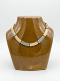 Collier vintage émaillé bleu et ivoire