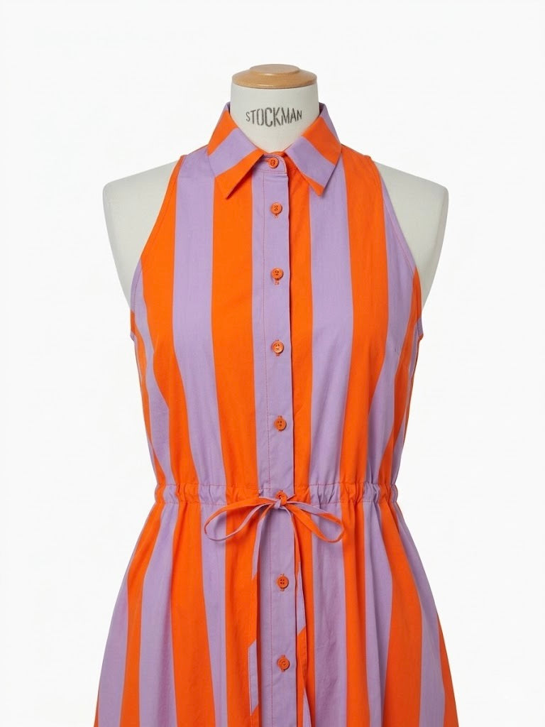 Robe St Barth rayé orange et violet