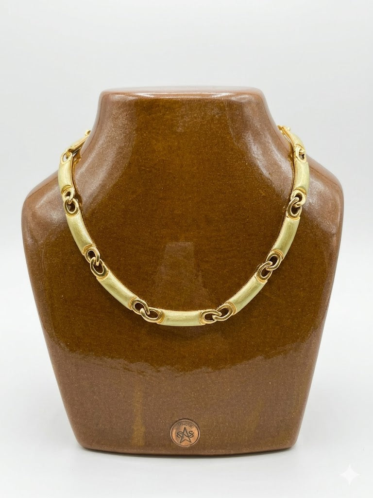 Collier vintage maillons dorés satinés