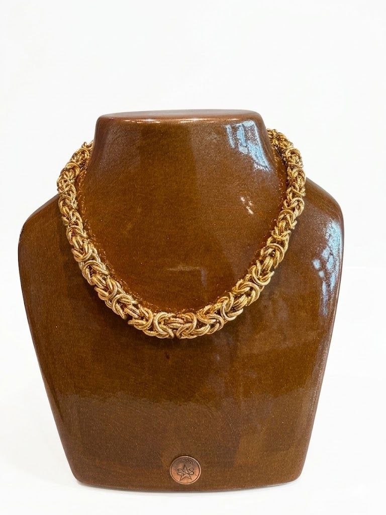 Collier vintage maille torsadée dorée