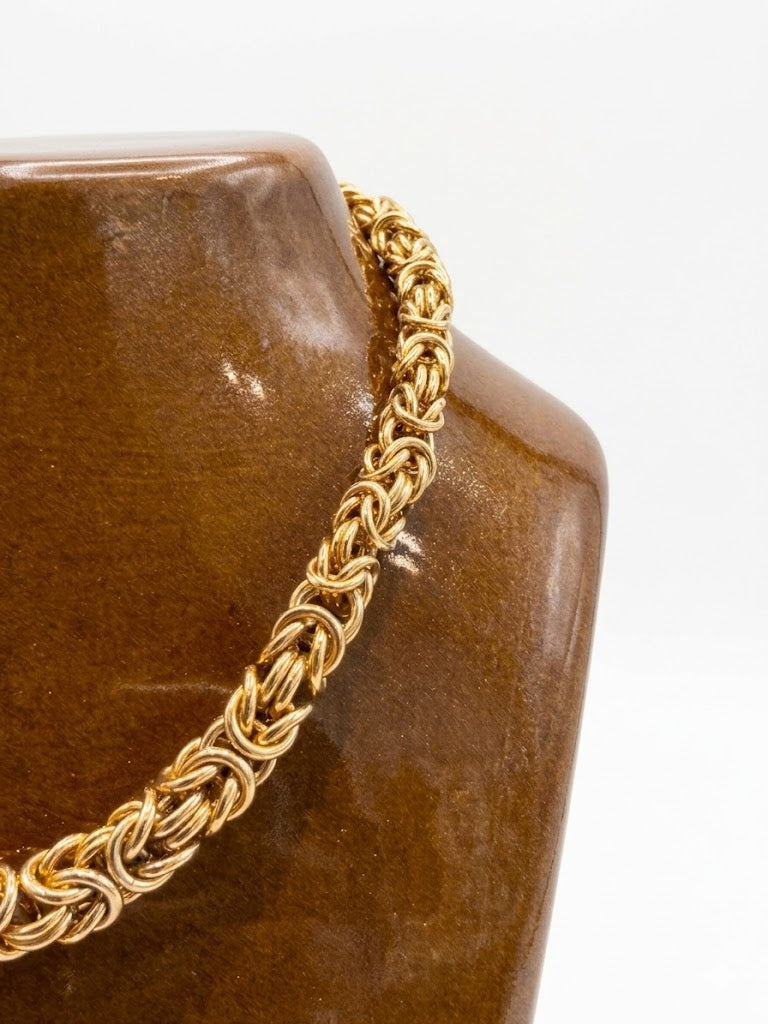 Collier vintage maille torsadée dorée