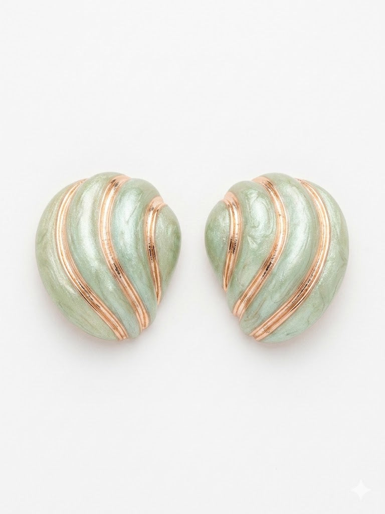 Boucles d’oreilles vintage clips vert d’eau