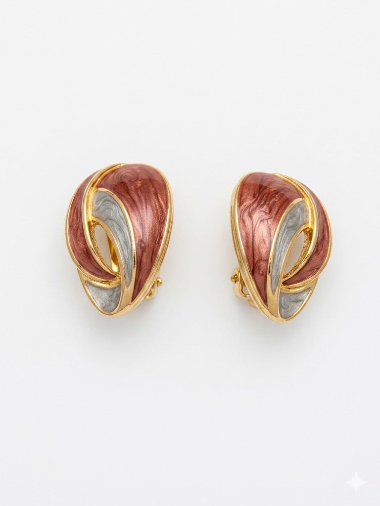 Boucles d’oreilles vintage clips émaillées