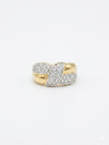 Bague vintage dorée à maillons croisés et strass