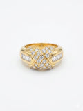 Bague vintage dorée à motif croisé et strass