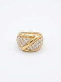 Bague vintage dorée pavée de strass croisés