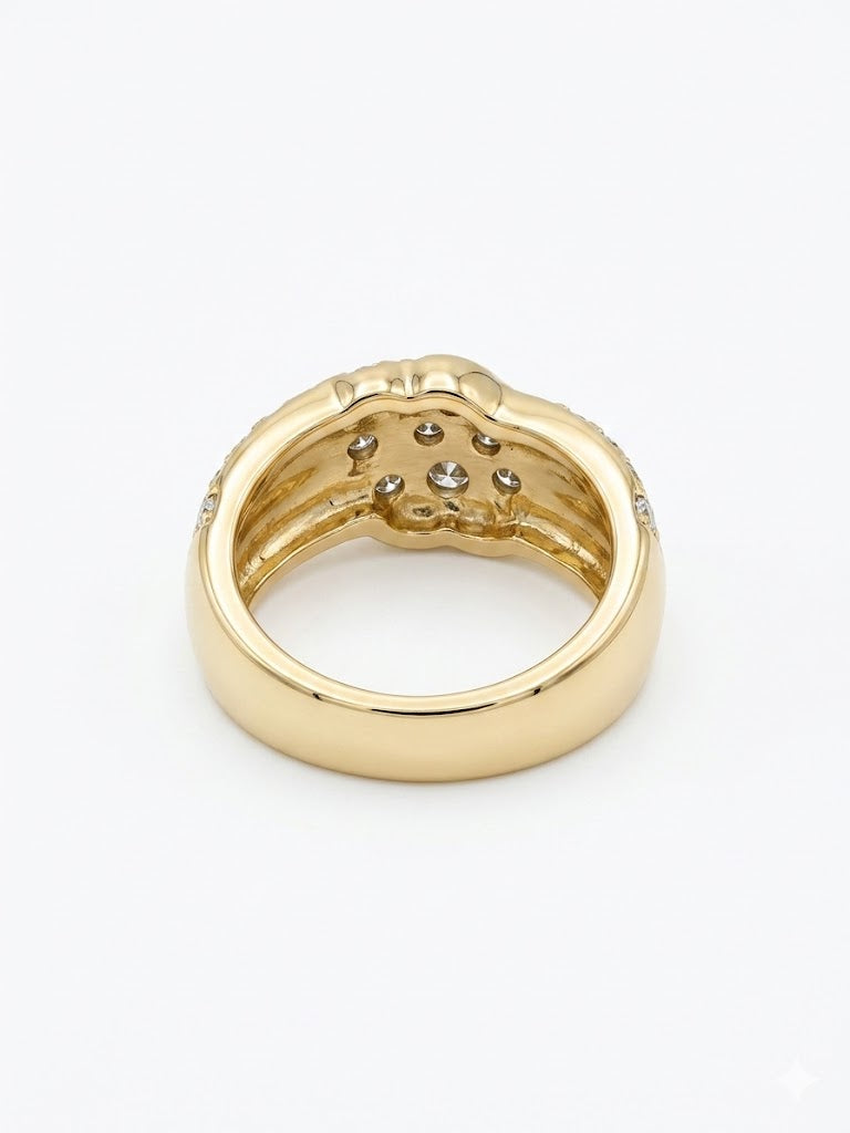 Bague vintage dorée à motif ondulé et strass