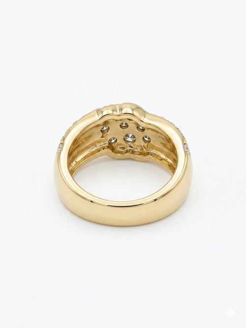 Bague vintage dorée à motif ondulé et strass