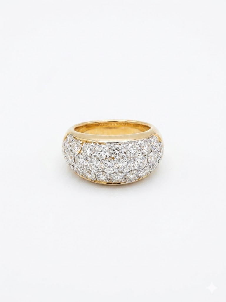 Bague vintage dorée pavée de strass