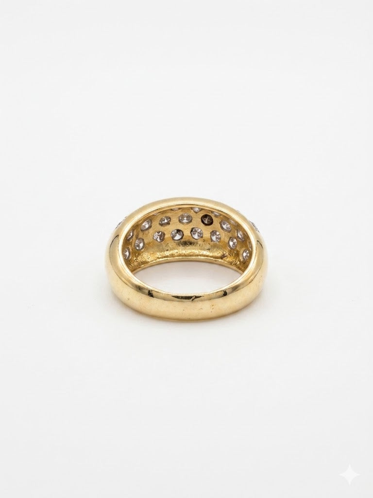 Bague vintage dorée pavée de strass