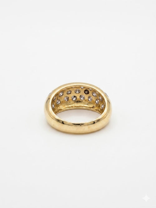 Bague vintage dorée pavée de strass