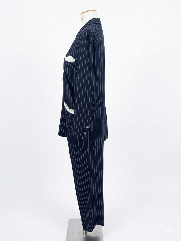 Ensemble tailleur Yves Saint Laurent rayé marine