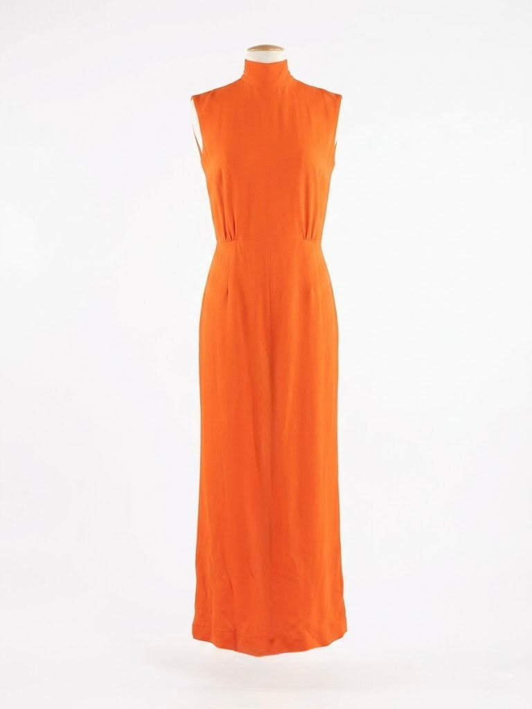 Robe longue Céline en soie orange éclatante
