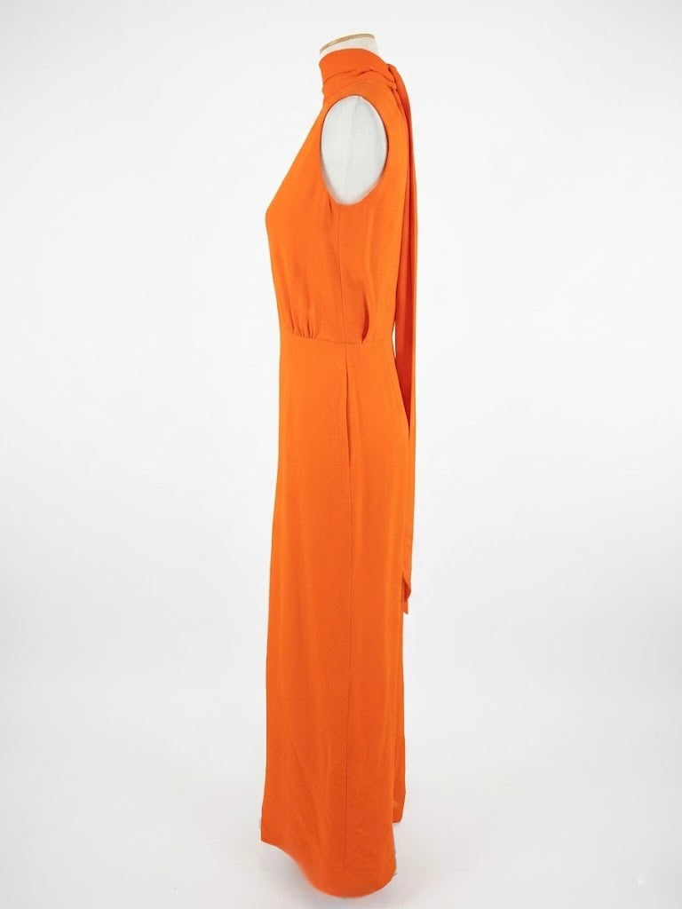 Robe longue Céline en soie orange éclatante