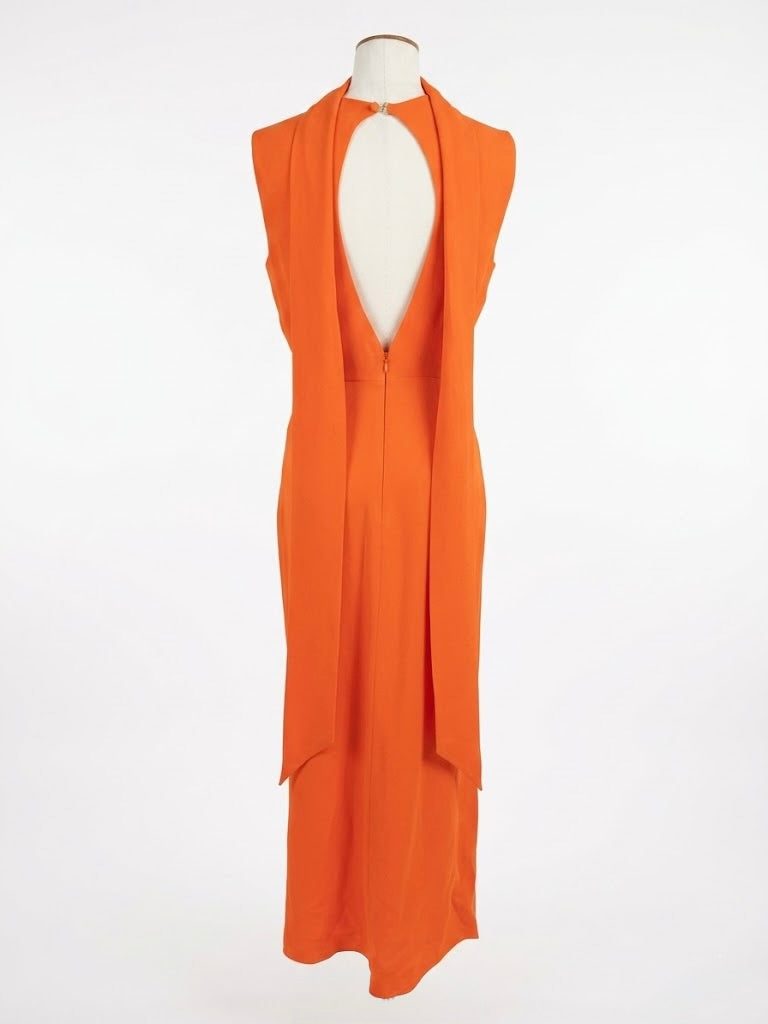 Robe longue Céline en soie orange éclatante