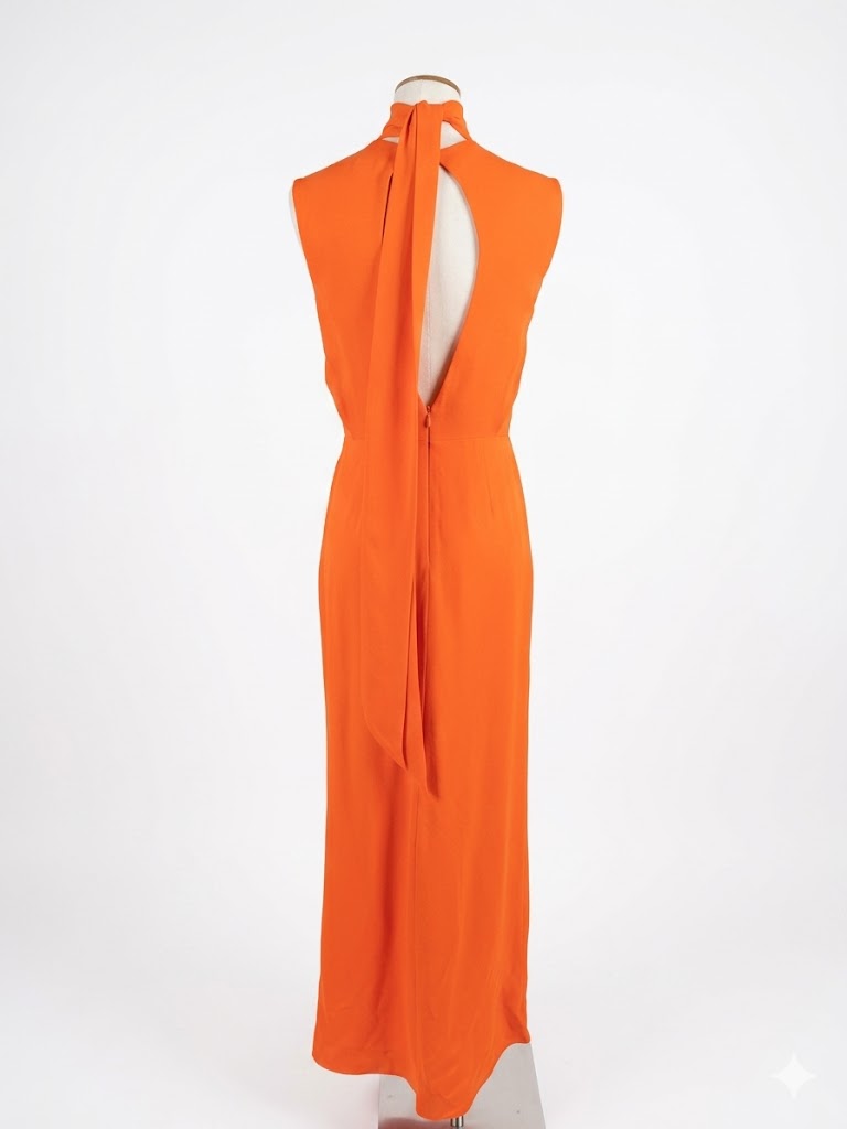 Robe longue Céline en soie orange éclatante