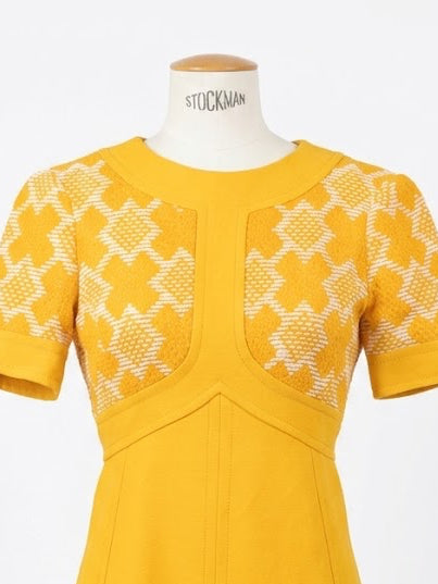 Robe vintage années 60 jaune graphique