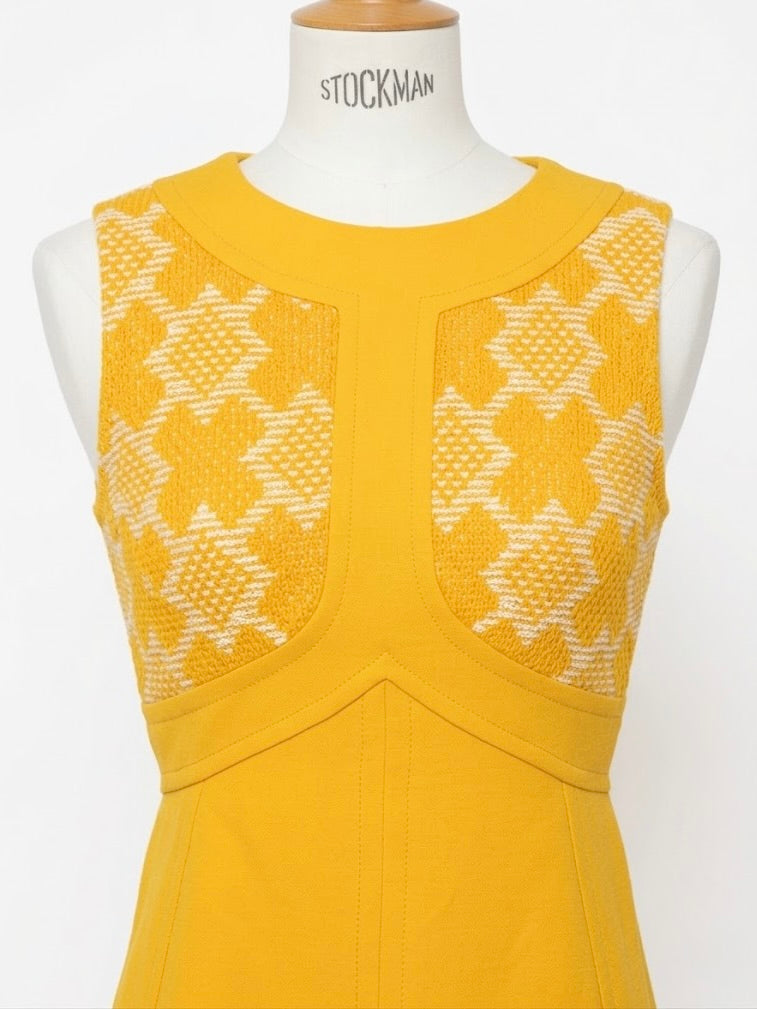 Robe vintage années 60 jaune graphique