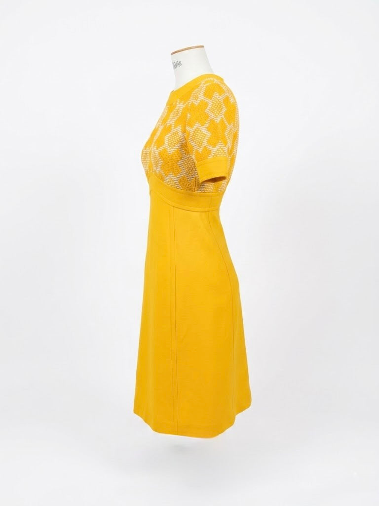 Robe vintage années 60 jaune graphique