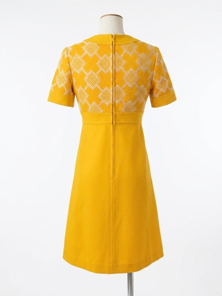 Robe vintage années 60 jaune graphique