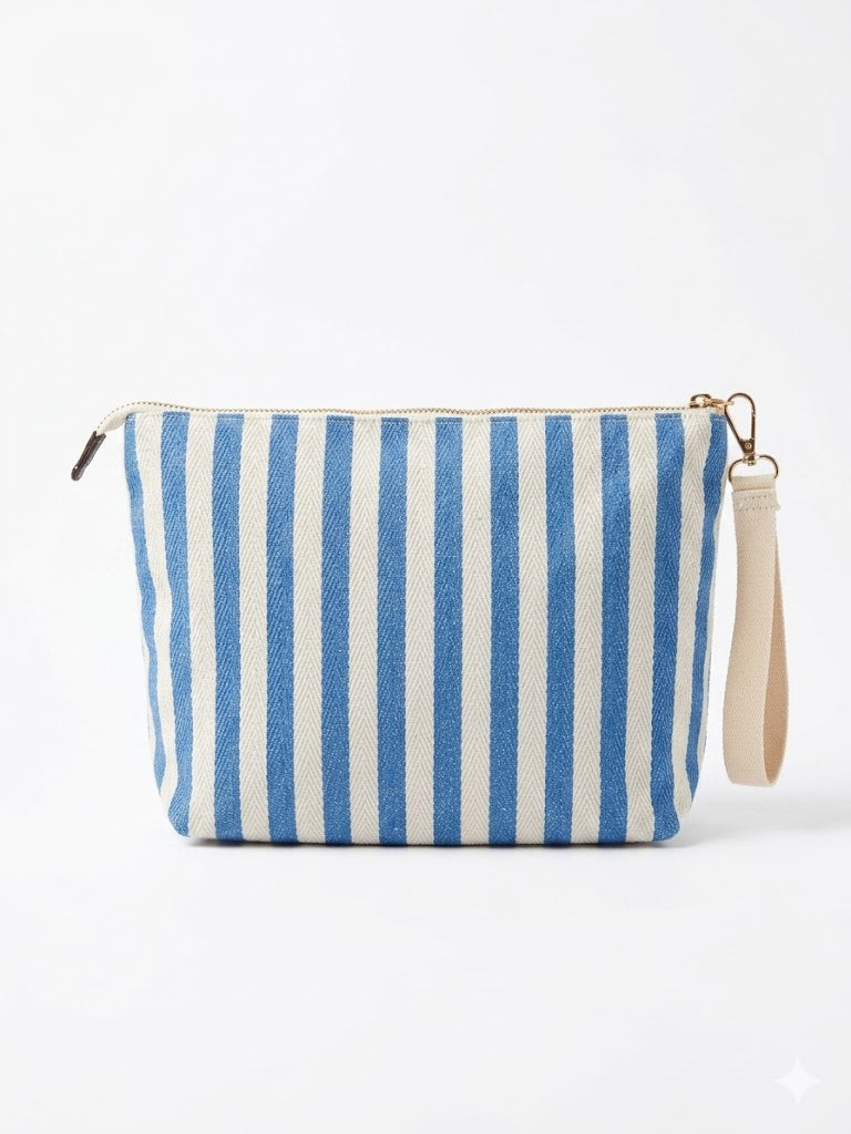 Pochette Rayée Bleue