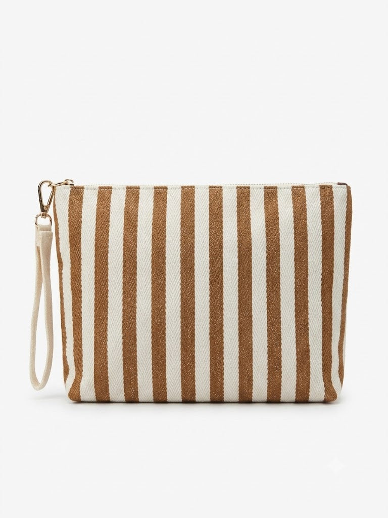 Pochette Rayée Marron