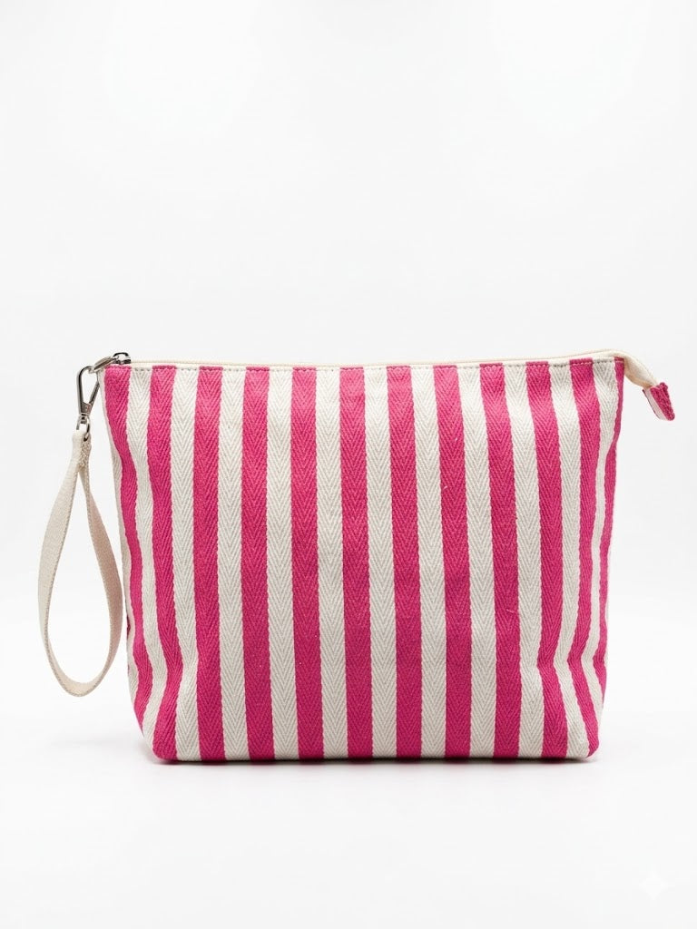 Pochette Rayée Rose