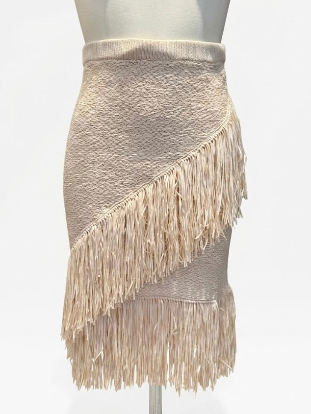 Jupe BCBG Max Azria à franges écrue