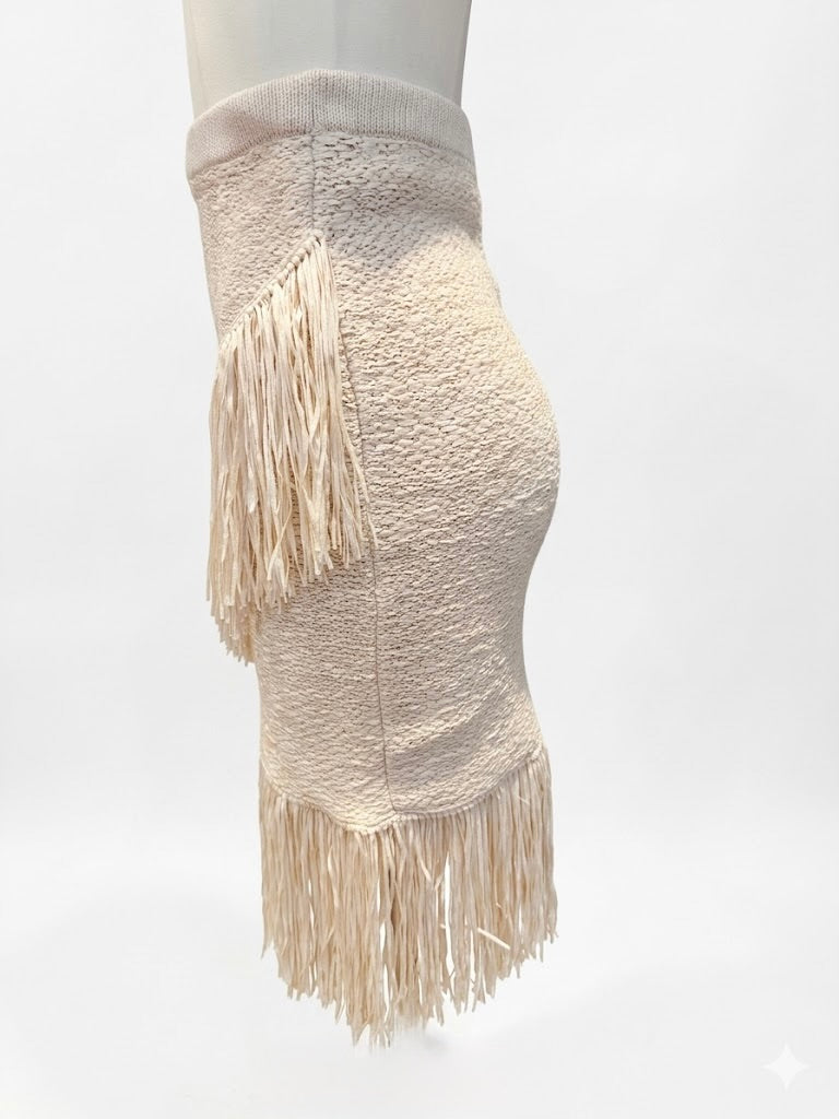 Jupe BCBG Max Azria à franges écrue