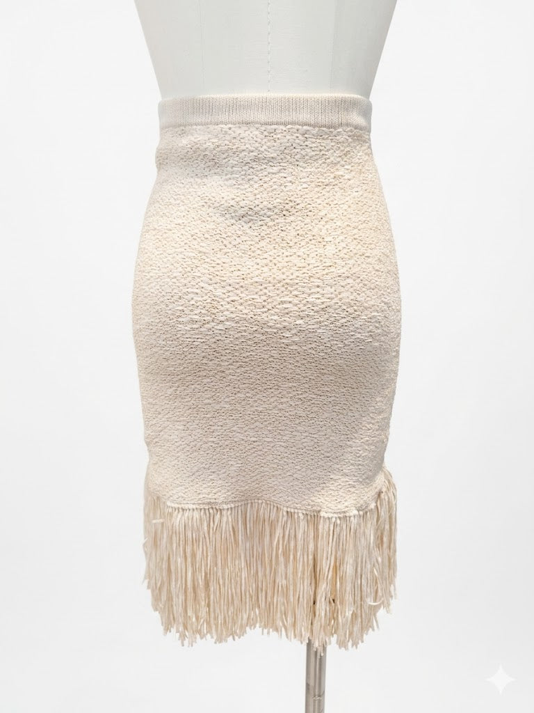 Jupe BCBG Max Azria à franges écrue