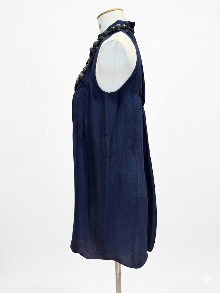 Robe Yves Saint Laurent bleu nuit ornée