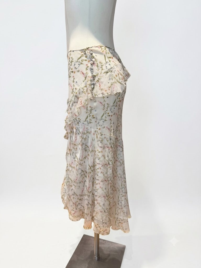 Jupe Christian Dior en soie imprimé fleuri