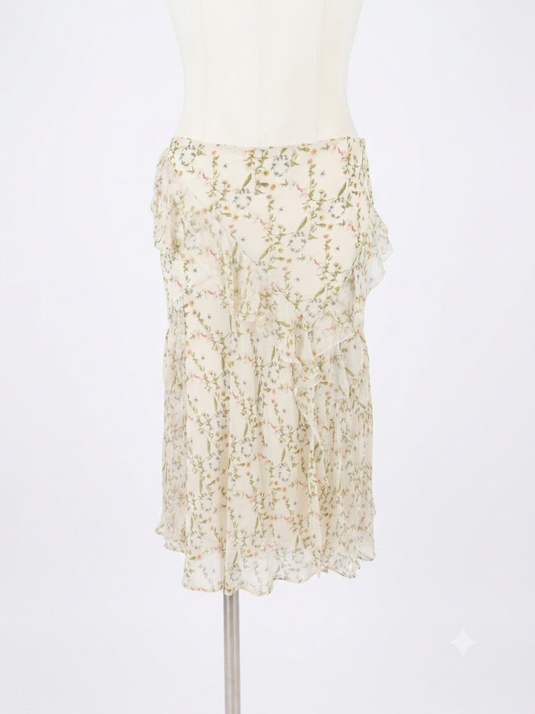 Jupe Christian Dior en soie imprimé fleuri
