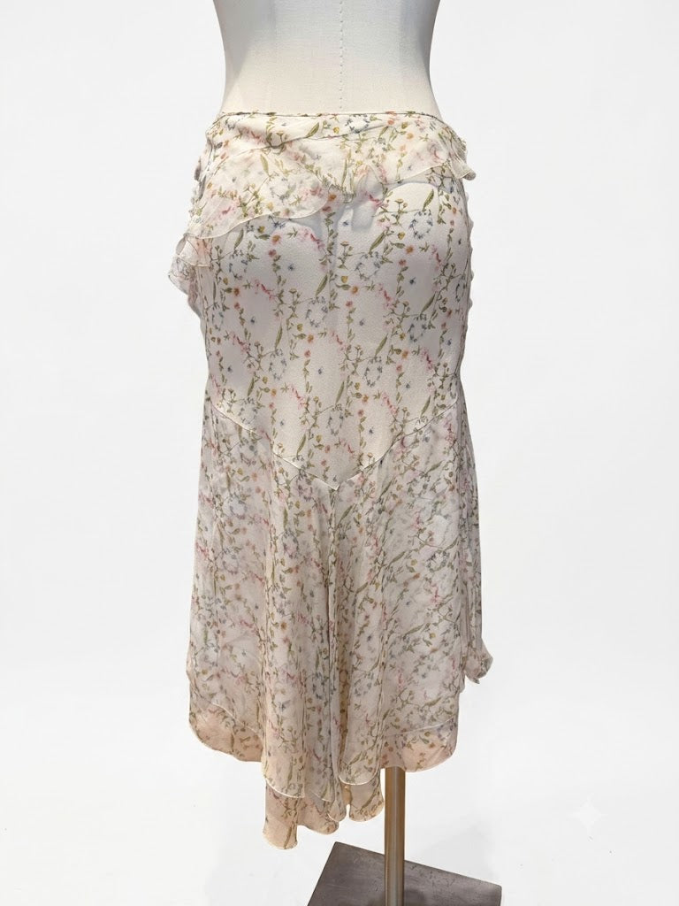 Jupe Christian Dior en soie imprimé fleuri