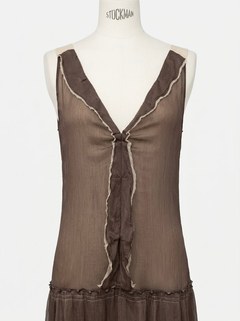 Robe Miu Miu en soie transparente chocolat