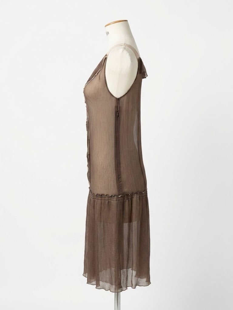 Robe Miu Miu en soie transparente chocolat