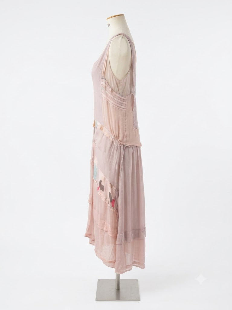Robe Chloé en soie rose poudré