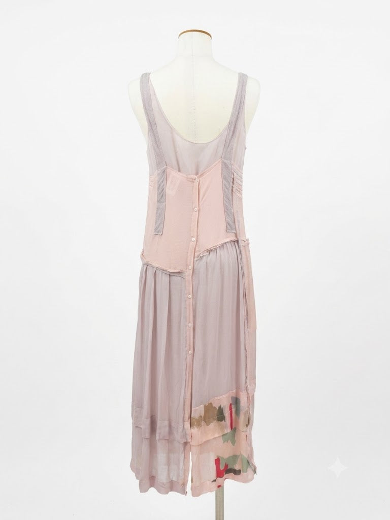 Robe Chloé en soie rose poudré