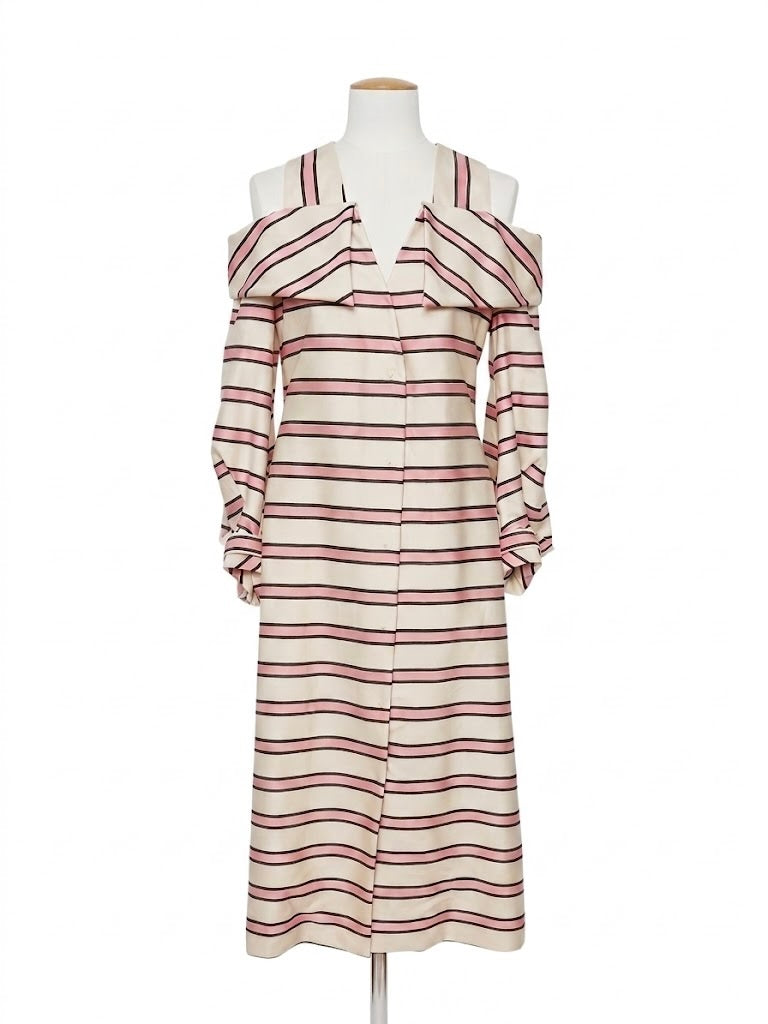 Robe Fendi rayée blanc et rose