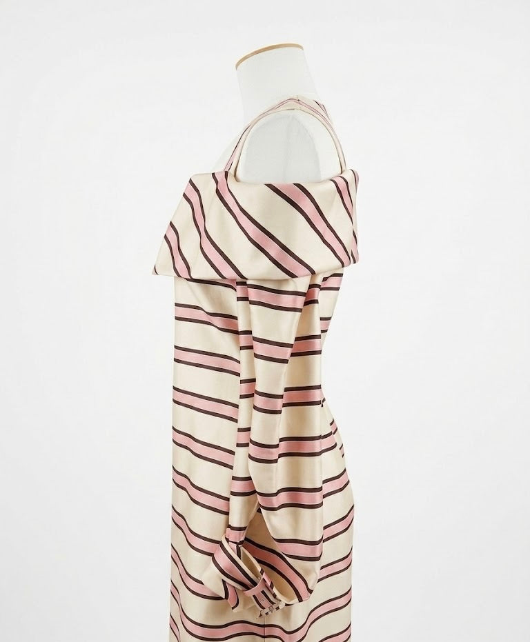 Robe Fendi rayée blanc et rose