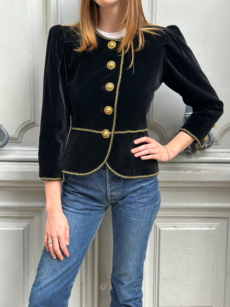 Veste YSL (Rive Gauche) noir avec lisérés dorés