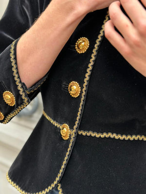 Veste YSL (Rive Gauche) noir avec lisérés dorés