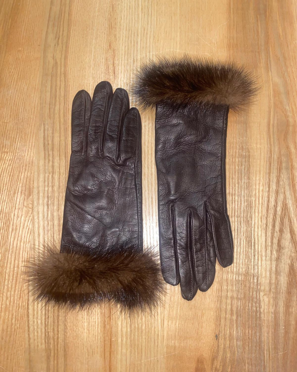 Gants marron en cuir