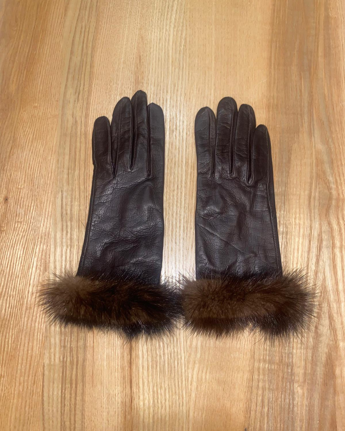 Gants marron en cuir