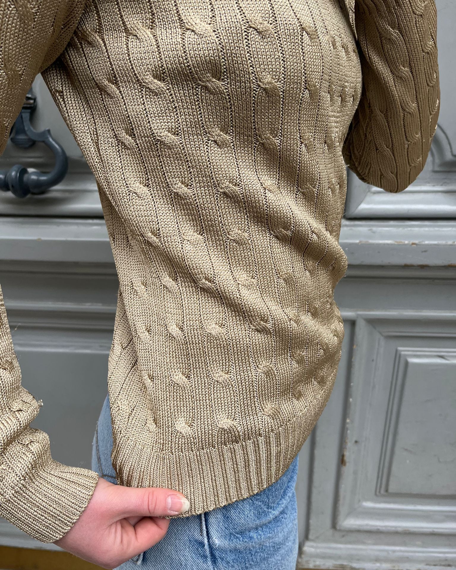 Pull Polo Ralph Lauren en soie doré