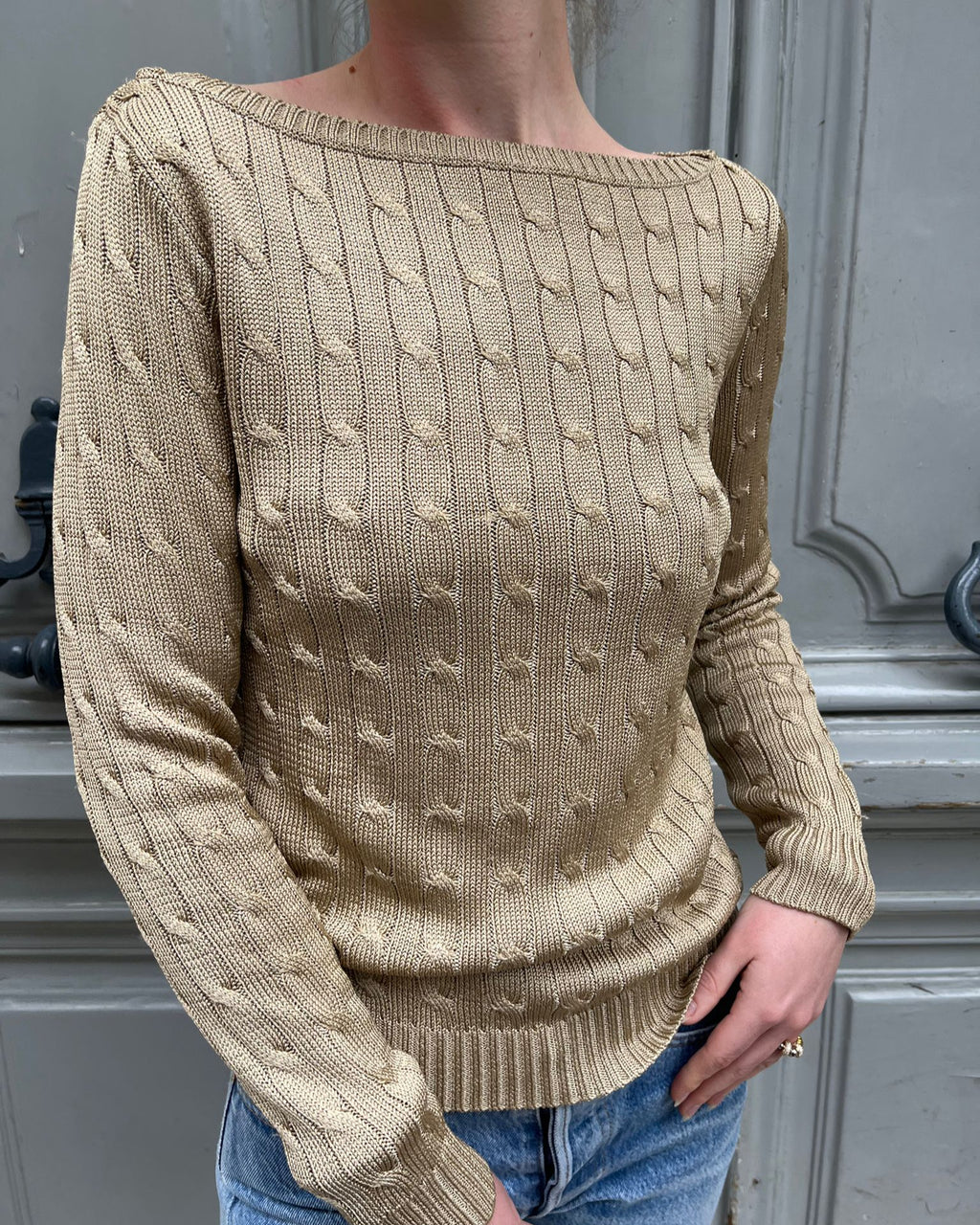 Pull Polo Ralph Lauren en soie doré