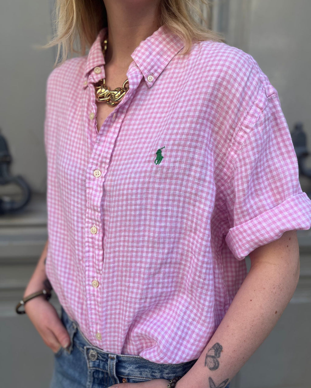 Chemisette à carreaux rose Ralph Lauren