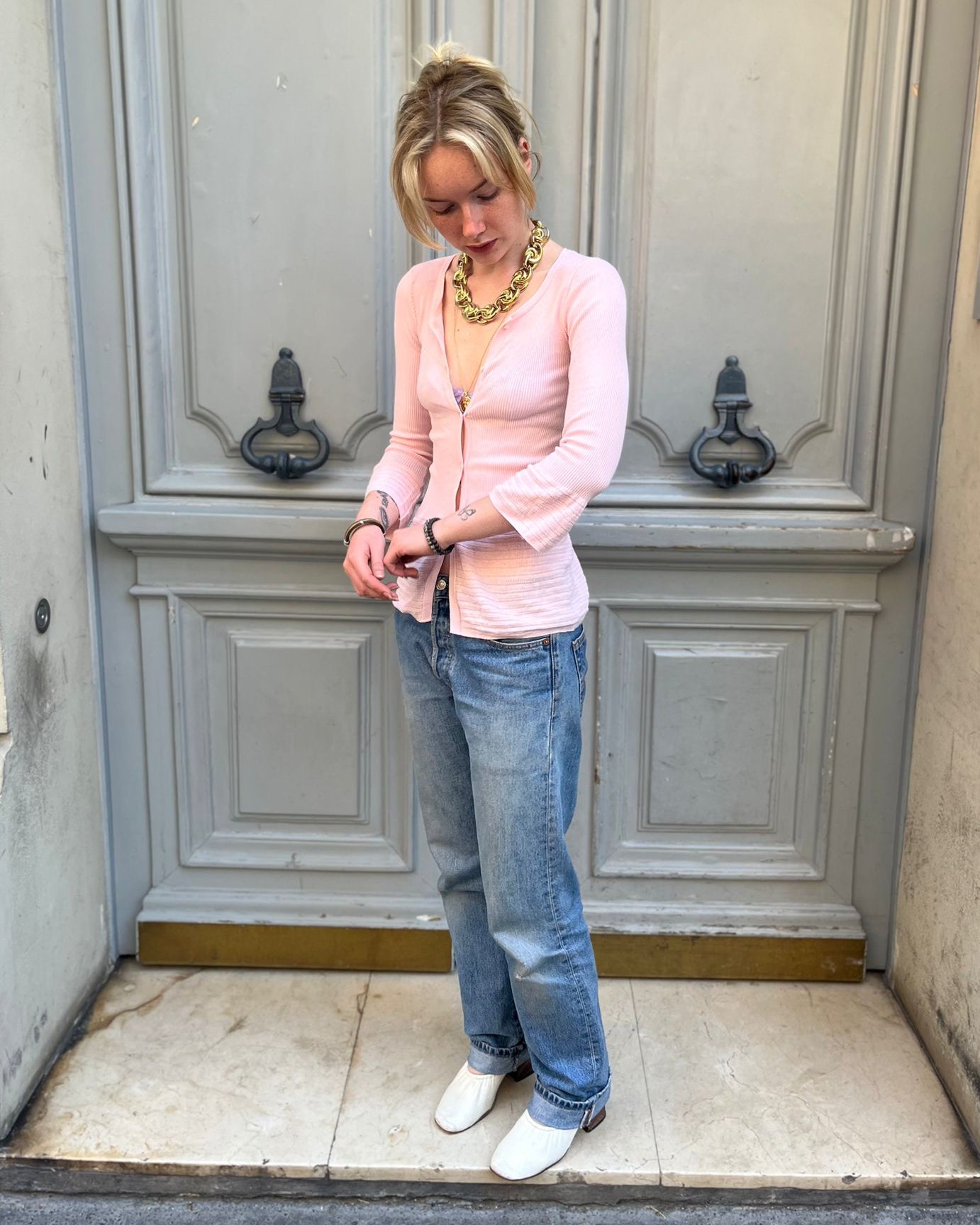 Gilet rose pastel  Agnès B