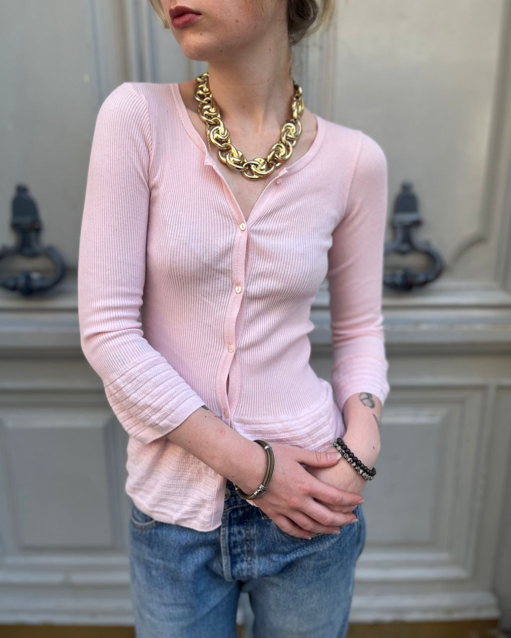 Gilet rose pastel  Agnès B