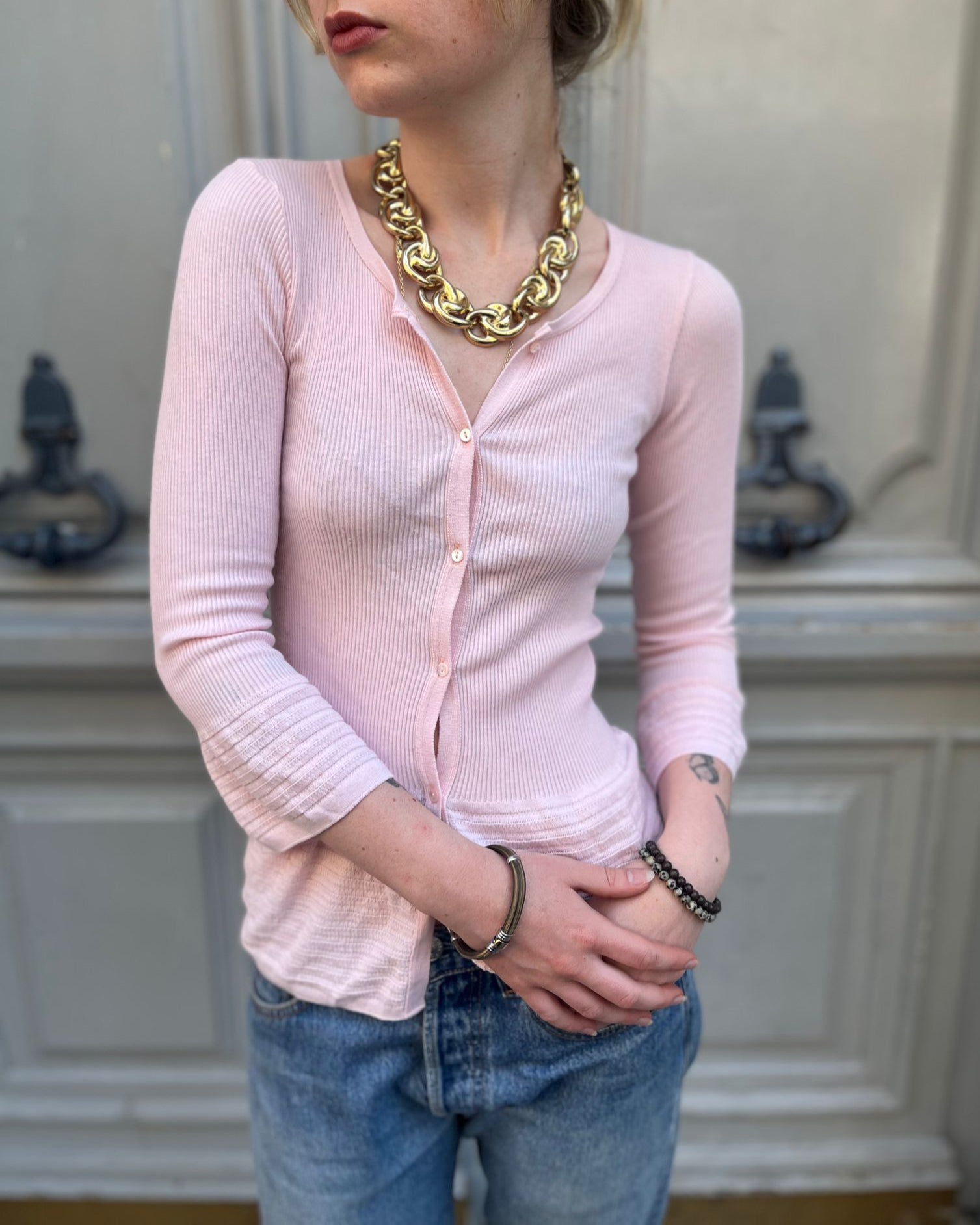 Gilet rose pastel  Agnès B
